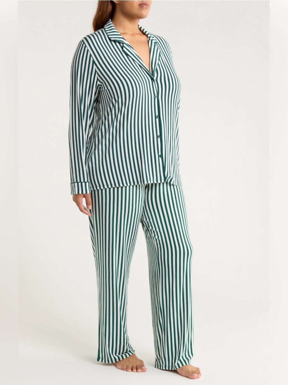 Nordstrom Moonlight Eco Knit Striped Button Front Pajamas Set Size XS NWOT